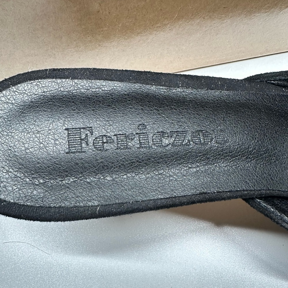 FERICZO Women’s Black “Suede” Pointed Toe Kitten Heel Mule Sz 9.5 NEW! - Picture 6 of 6